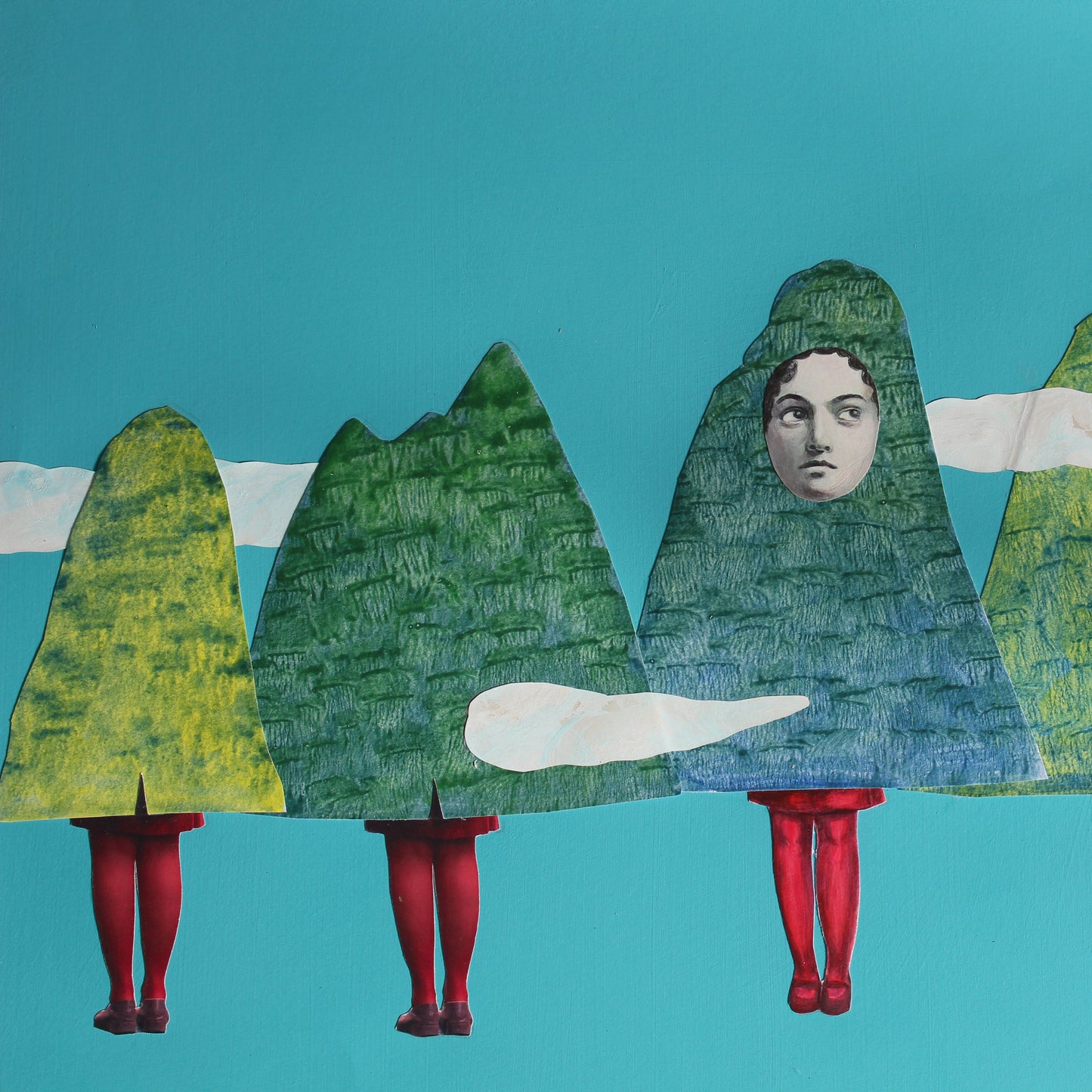 Kikuchi Maiko『 Mountain Coats with Scarlet Tights 』Collage Artwork (Signed on the Back)