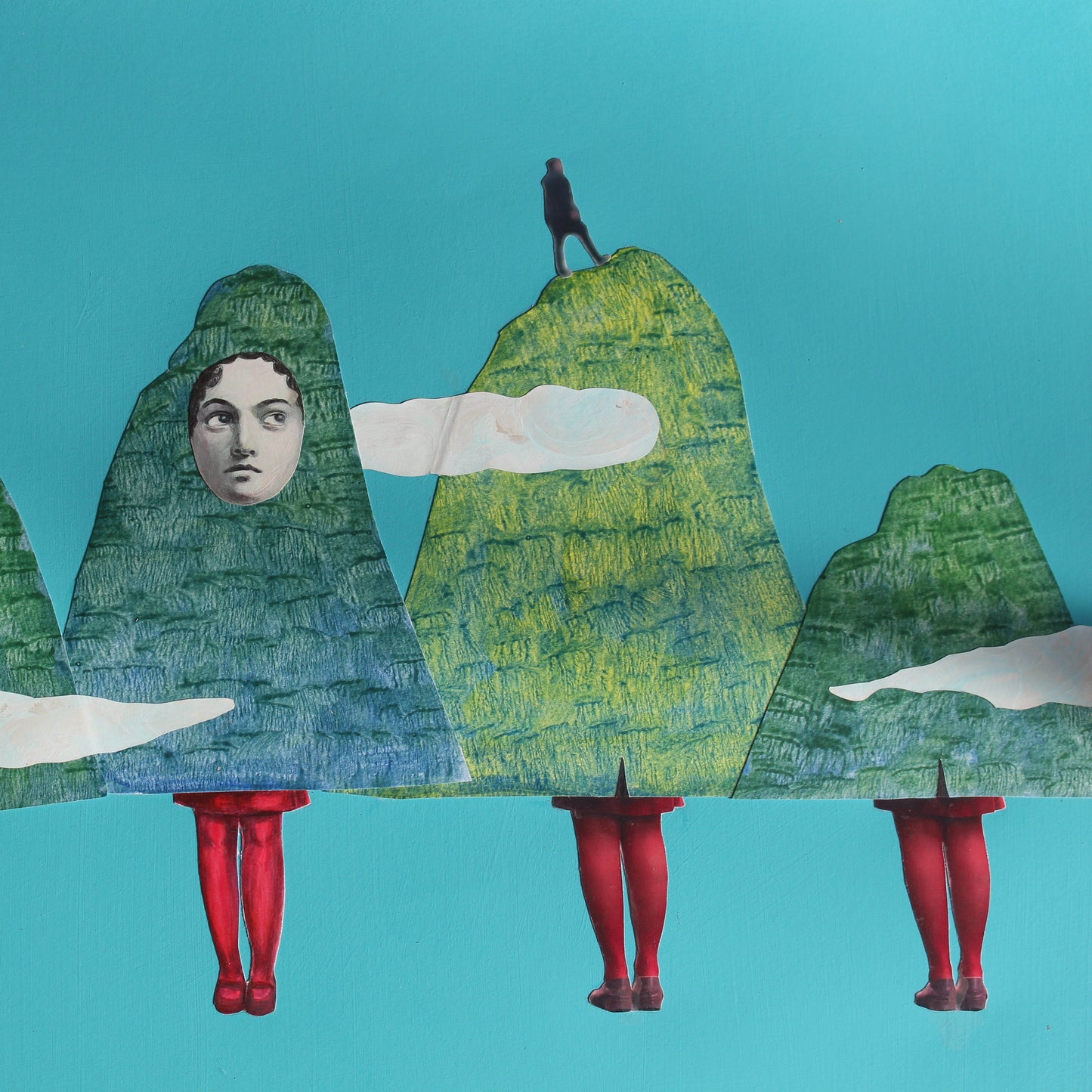 Kikuchi Maiko『 Mountain Coats with Scarlet Tights 』Collage Artwork (Signed on the Back)