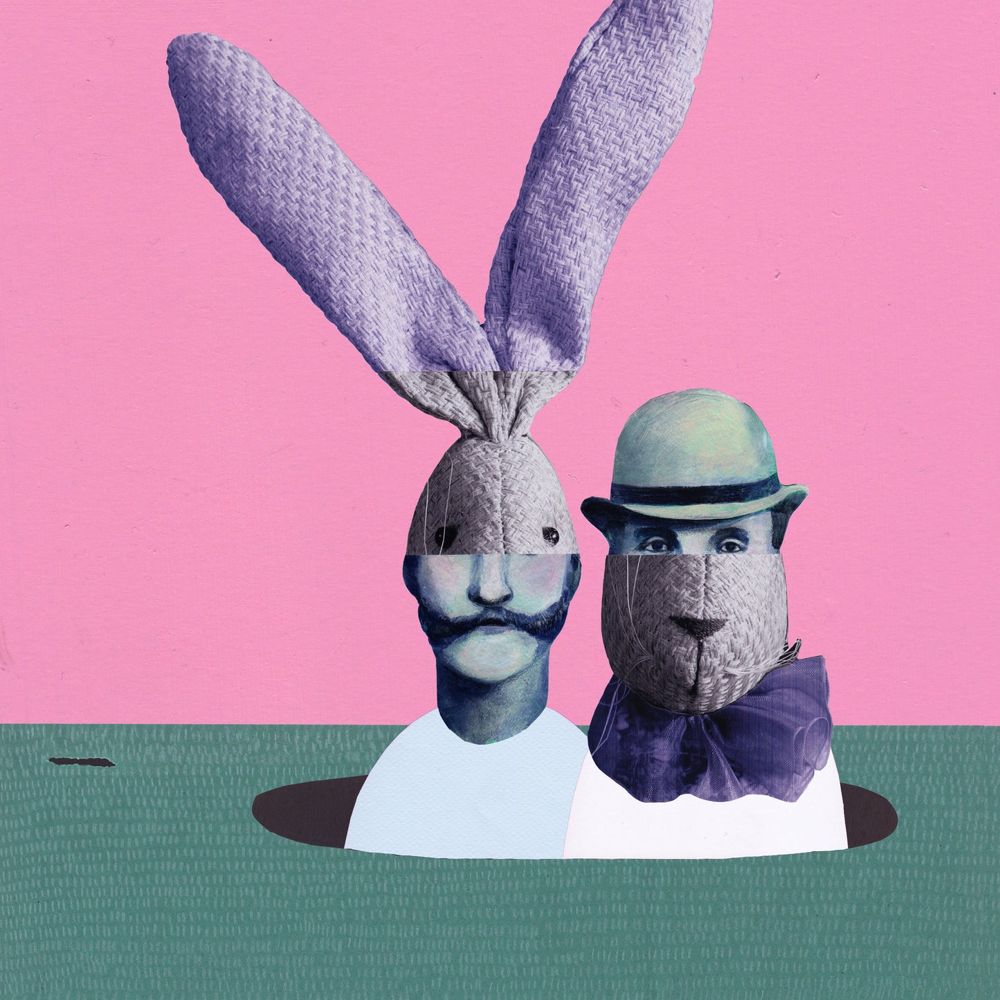 Kikuchi Maiko『Rabbit Hole (A Handful of Nightmare in Light Magenta #1)』Collage Artwork (Signed on the Back)